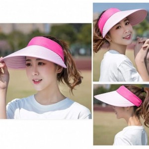 Sun Hats Sun Visor Hats Women Large Brim Summer UV Protection Beach Cap - Rose - CH18DRYMT58 $34.87