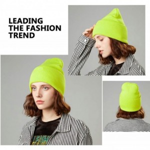 Skullies & Beanies 50% Wool Short Knit Fisherman Beanie for Men Women Winter Cuffed Hats - 5-fluorescent Yellow - CP18Z3523GA...