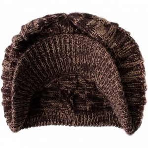 Skullies & Beanies Unisex Winter Hats with Visor Warm ski hat Stylish Knitted hat for Men and Women - Brown -Melange - CF18IK...