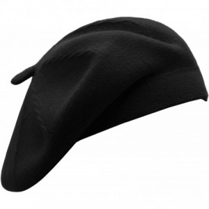 Berets French Beret Hat-Reversible Solid Color Cashmere Beret Cap for Womens Girls Lady Adults - Black1 - CG18KELDLC7 $14.30