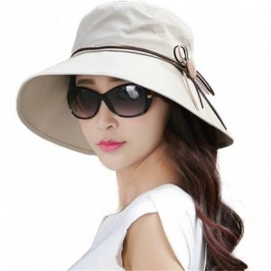 Sun Hats Bucket Cord Sun Summer Beach Hat Wide Brim for Women Foldable UPF 50+ - 69046_khaki - CR18RZUY6T4 $20.27