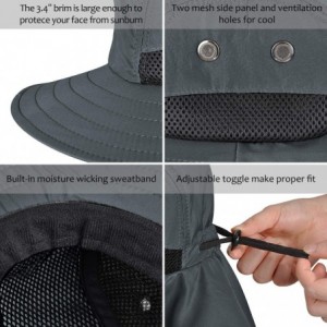 Sun Hats Outdoor Fishing Hat with Neck Flap Wide Brim Adjustable Safari Cap - Dark Grey - CS18QO44XH2 $26.80