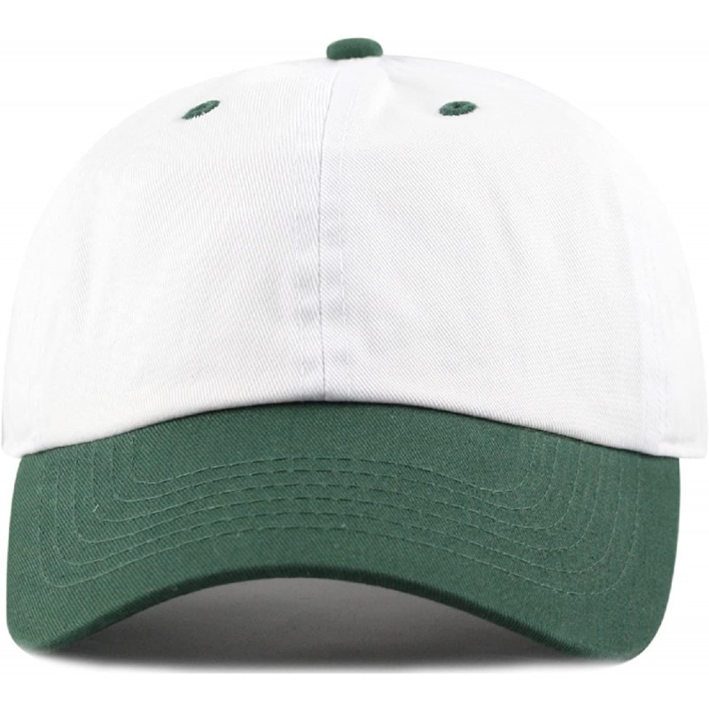 Baseball Caps Two Tone 100% Cotton Stonewashed Cap Adjustable Hat Low Profile Baseball Cap. - Dark Green - C812NW1O2P8 $21.70