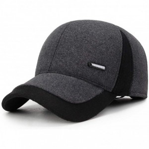 Baseball Caps Men's Warm Woolen Baseball Caps Hat with Fold Earmuffs Warmer - A-grey - CL193LM44ZG $28.76