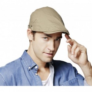 Newsboy Caps Women Men's Cotton Flat Cap Hat Newsboy Hunting Hat Cabbie Gatsby Cap - Light Khaki - CR187GMEK3T $19.75