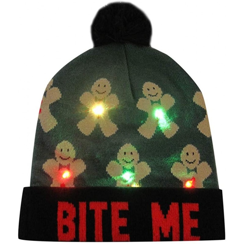 Skullies & Beanies LED Light-up Knitted Hat Ugly Sweater Holiday Xmas Christmas Beanie Cap - F - CT18ZMQKI83 $19.59