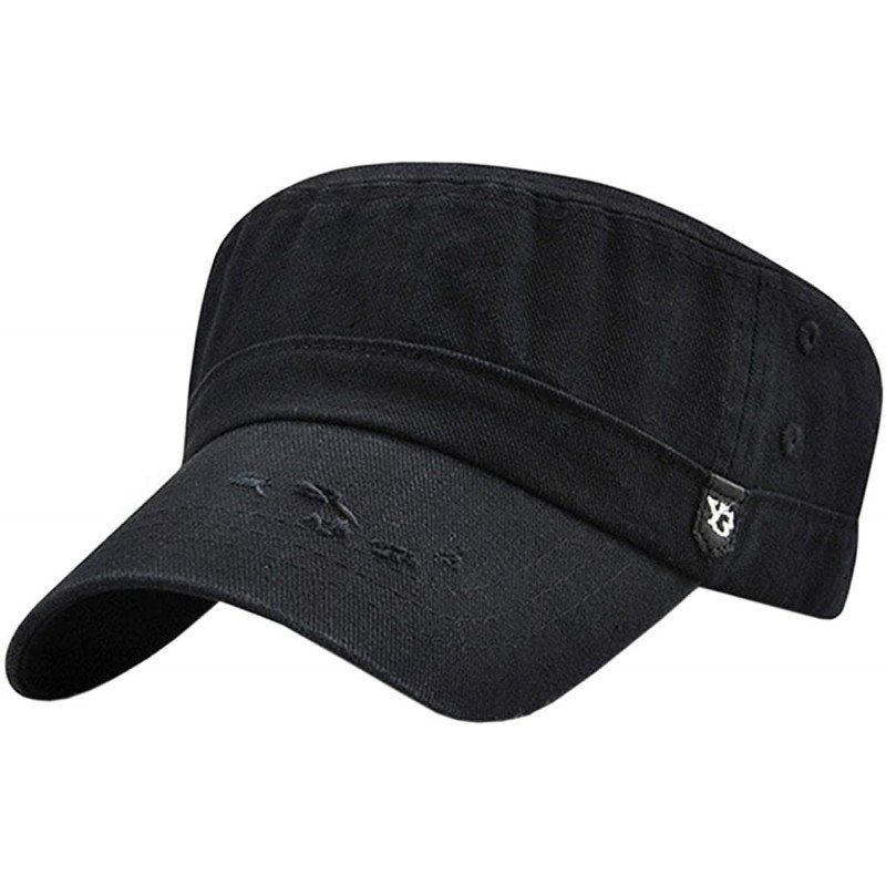Newsboy Caps Men's Solid Color Military Style Hat Cadet Army Cap - C--black - CW18E676CSQ $27.25