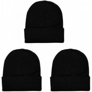Skullies & Beanies Unisex Beanie Cap Knitted Warm Solid Color and Multi-Color Multi-Packs - 3 Pack - Solid Black - CJ12NZ136A...