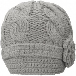 Skullies & Beanies Women's Winter Knit Visor Hat Ski/Snowboard Beanie with Flower - 1128_light Grey - CA127HDKZS1 $31.50
