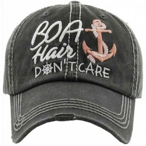 Baseball Caps Boat Hair Don't Care Women's Vintage Cotton Baseball Hat - Black - C118RQ93OKK $45.53