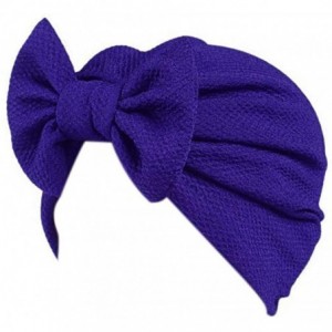 Skullies & Beanies Women Solid Bow Pre Tied Cancer Chemo Hat Beanie Turban Stretch Head Wrap Cap - Purple - CO185N8LM46 $21.18
