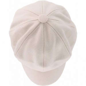 Newsboy Caps Women Linen Newsboy Cap Cabbie Hat 8 Panels - 6 7/8 Fitted - Wool - Beige - C318Z87QMQQ $28.59