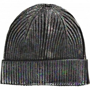 Skullies & Beanies Women's Solid Metallic Cuff Hat - Oil Spill - CV18E58Y7LT $18.76