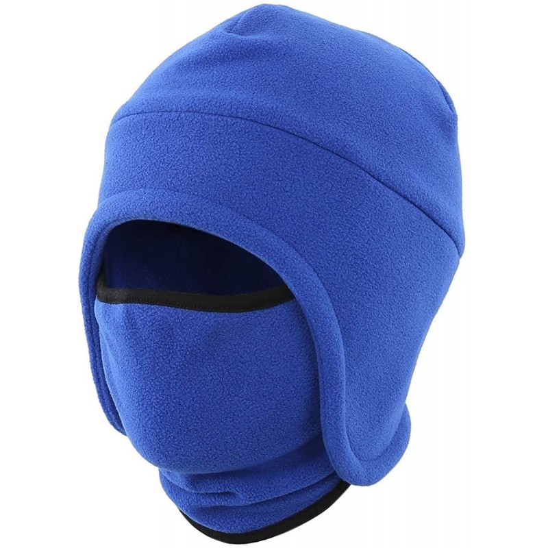 Skullies & Beanies Men's Warm 2 in 1 Hat Winter Fleece Earflap Skull Sports Beanie Ski Mask - Blue - CA18IRNK2OT $22.08