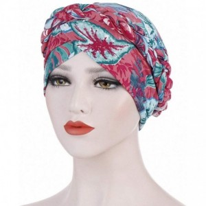 Skullies & Beanies Chemo Cancer Braid Turban Cap Ethnic Bohemia Twisted Hair Cover Wrap Turban Headwear - Z Printed Red Green...
