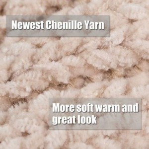 Skullies & Beanies Womens Winter Beanie Hat- Warm Fleece Lined Knitted Soft Ski Cuff Cap with Pom Pom - Chenille-dark Gray - ...