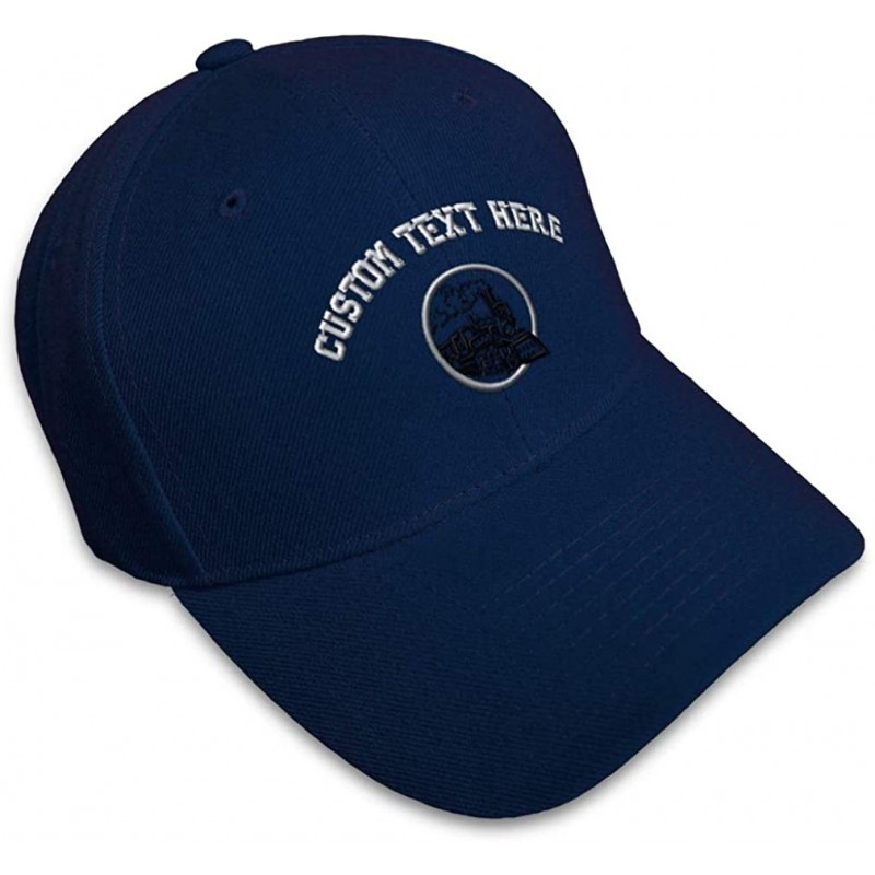 Baseball Caps Custom Baseball Cap Train Embroidery Dad Hats for Men & Women Strap Closure 1 Size - Navy - CA18Y5XUTEU $48.20