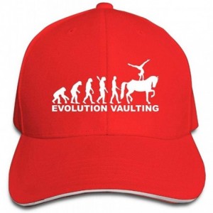 Baseball Caps Unisex Horse Vaulting Evolution Adjustable Sandwich Peaked Cap Sports Cap - Red - CP18K680UL6 $25.00