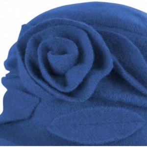 Bucket Hats Women's Wool Felt Floral Decoration Cloche Winter Bucket Hat - Blue - CP126IT8NCF $40.88