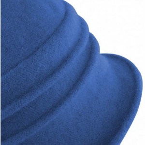 Bucket Hats Women's Wool Felt Floral Decoration Cloche Winter Bucket Hat - Blue - CP126IT8NCF $40.88