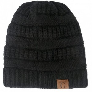 Skullies & Beanies Mens Womens Winter Cable Knit Slouchy Beanie Skully Cap Hat - Black - CZ1875LZMZG $20.03