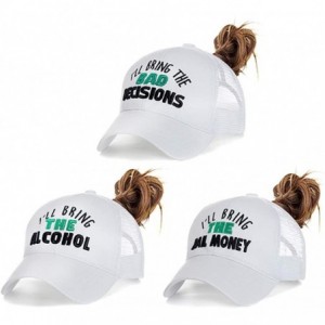 Baseball Caps Womens High Ponytail Hats-Cotton Baseball Caps with Embroidered Funny Sayings - White-3pack - CY18T8UCK9U $27.12