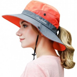 Sun Hats Women Outdoor Summer Sun Hat UV Protection Wide Brim Foldable Safari Fishing Cap - Orange - CF18NISULEA $28.19