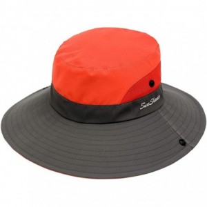 Sun Hats Women Outdoor Summer Sun Hat UV Protection Wide Brim Foldable Safari Fishing Cap - Orange - CF18NISULEA $33.46