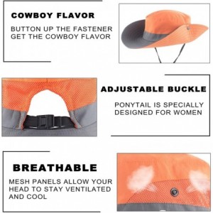 Sun Hats Women Outdoor Summer Sun Hat UV Protection Wide Brim Foldable Safari Fishing Cap - Orange - CF18NISULEA $33.46