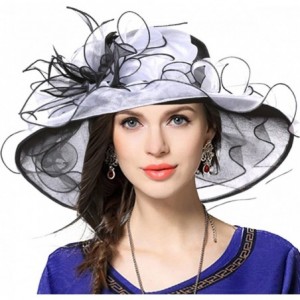 Sun Hats Women Church Derby Hats Tea Party Bridal Dress Wedding Hat - Black/White - CU12ODP88M8 $54.91