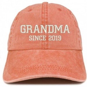 Baseball Caps Grandma Since 2019 Embroidered Washed Pigment Dyed Cap - Orange - CI18OOAU6KH $32.26