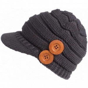 Skullies & Beanies Women Ladies Winter Knitting Hat Warm Wool Snow Ski Caps With Visor - U-gray - CP1897LUR4Y $20.24
