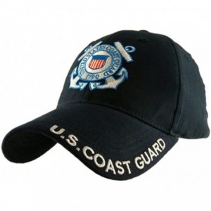 Baseball Caps U.S. Coast Guard Logo with Text Cap-Navy Blue-One Size Fits Most - C7122B2OS45 $37.85