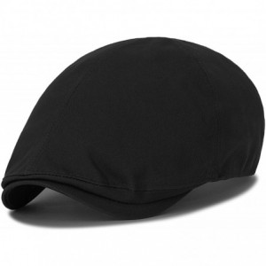 Newsboy Caps Cotton Solid Color Adjustable Gatsby Newsboy Hat Cabbie Hunting Flat Cap - Black - CG18H42YD25 $19.49