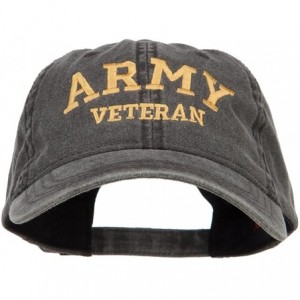 Baseball Caps Army Veteran Letters Embroidered Washed Cap - Black - C9186373CRK $52.12