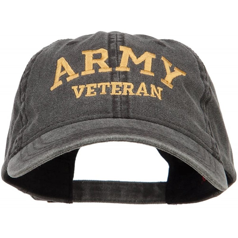 Baseball Caps Army Veteran Letters Embroidered Washed Cap - Black - C9186373CRK $50.35