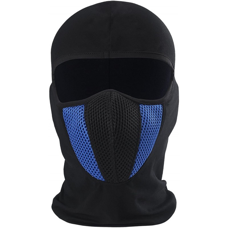 Balaclavas Balaclave Fleece Windproof Ski Mask Face Mask Tactical Hood Neck Warmer - Cotton-black (Royal Blue Mesh) - CC189YS...