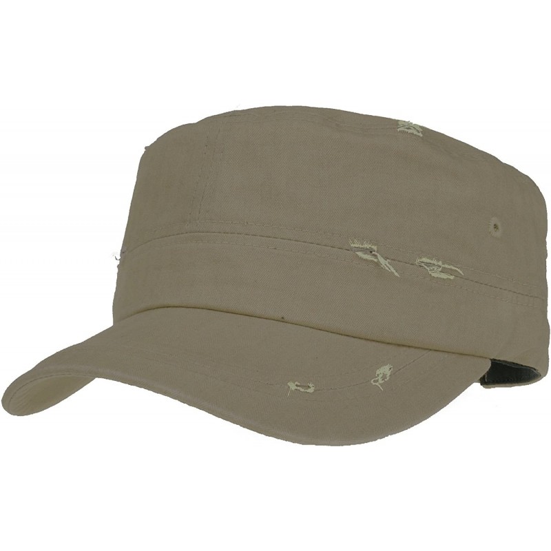 Baseball Caps Cadet Cap Camouflage Twill Cotton Distressed Washed Hat KR4303 - Brown - CR12FD17QJP $46.32