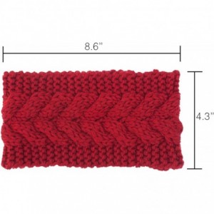 Headbands Womens Plain Braided Winter Knit Crochet Headband- Warm Knitted Hat Head - Red - CT12OCBSU9C $20.37
