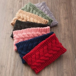 Headbands Womens Plain Braided Winter Knit Crochet Headband- Warm Knitted Hat Head - Red - CT12OCBSU9C $20.37