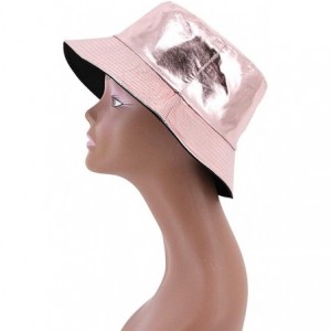 Bucket Hats Unisex Metallic Foldable Bucket Hat Reversible Fisherman Cap Travel Sun Hat - Pink - C3199I42N6W $27.78