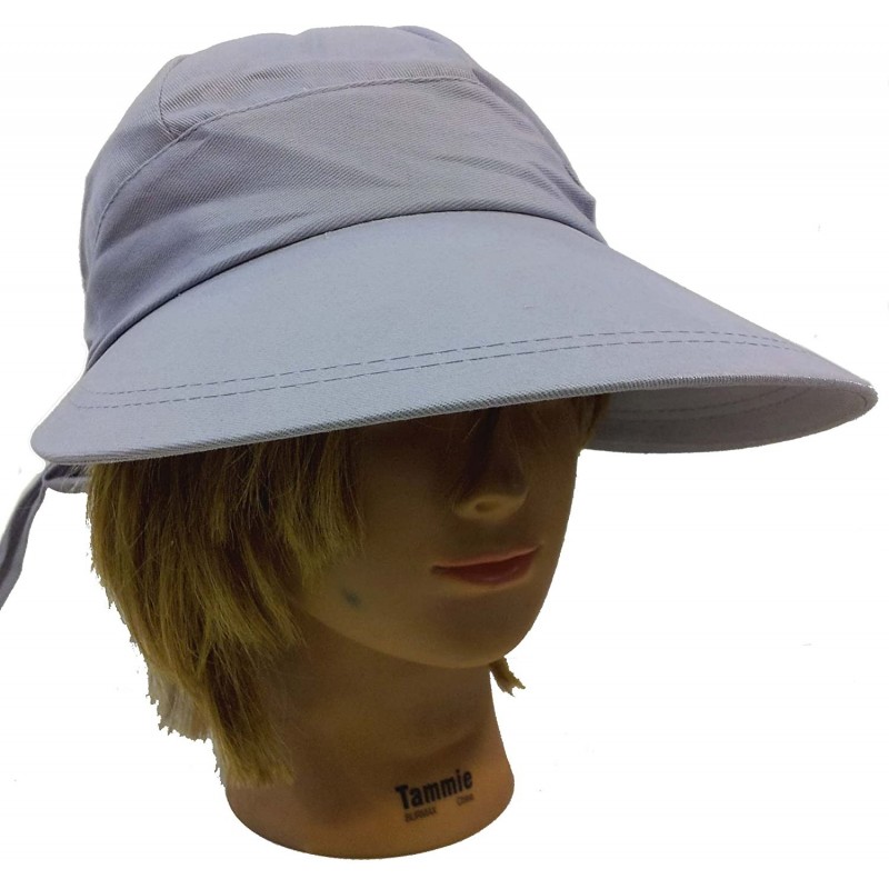 Sun Hats Ladies Women Fashion Large Visor Wide Brim Sun Uv Protect 100% Cotton Cover Hat - L Gray - CZ1227QA451 $31.40