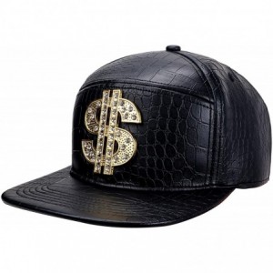 Baseball Caps Hip Hop Hat-Flat-Brimmed Hat-Rock Cap-Adjustable Snapback Hat for Men and Women - T-black - CX199L3R3DR $29.57