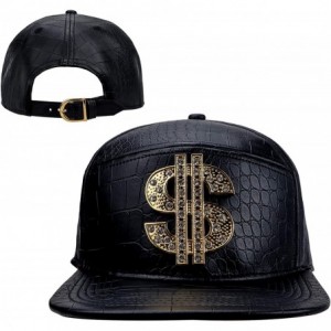 Baseball Caps Hip Hop Hat-Flat-Brimmed Hat-Rock Cap-Adjustable Snapback Hat for Men and Women - T-black - CX199L3R3DR $25.49