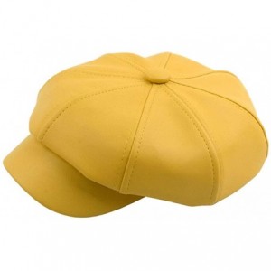 Newsboy Caps Womens Retro PU Leather 8 Panel Ivy Newsboy Cabbie Gatsby Painter Hats Caps - Yellow1 - C618ISE90TE $25.67