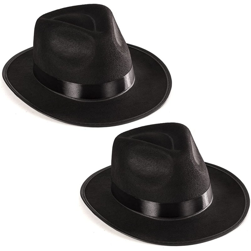 Fedoras Black Gangster Hat - Black Fedora Hats - Costume Hats - Costume Accessories - 2 Pack - CD11UZA9H6J $22.37