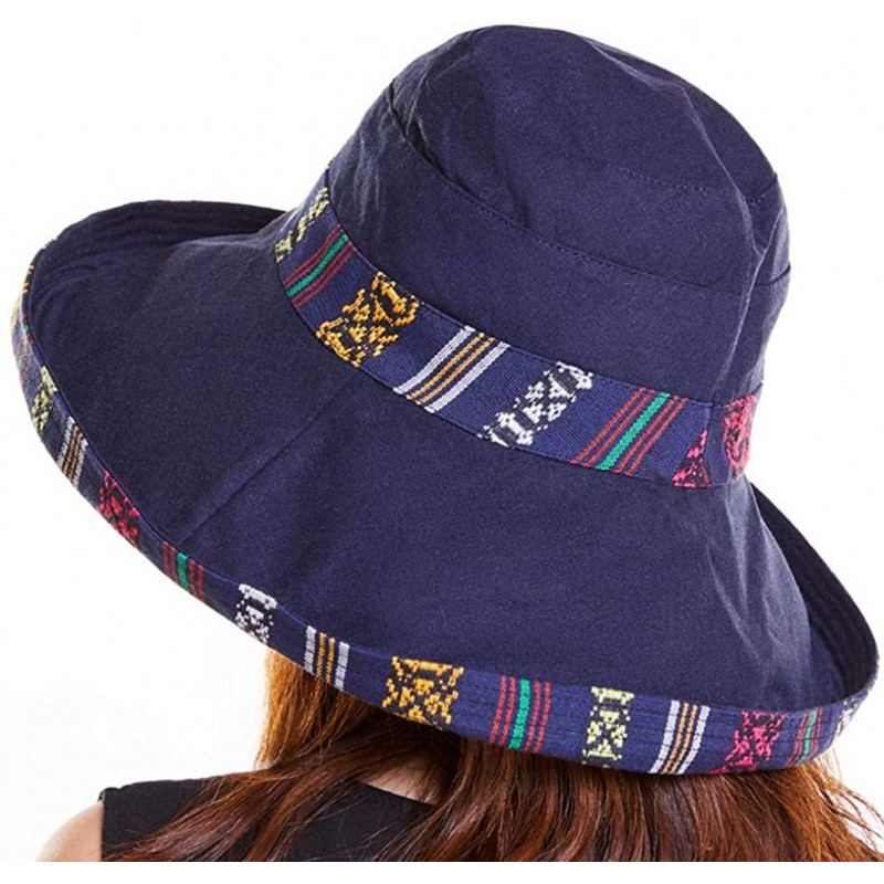Sun Hats Bucket Hat for Women Double Side Wear Hat Girls Large Wide Brim Hat Packable Visor Caps - Navy(tw) - C518T4W30G4 $28.16
