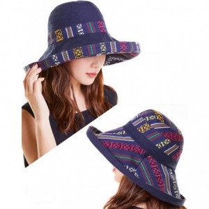 Sun Hats Bucket Hat for Women Double Side Wear Hat Girls Large Wide Brim Hat Packable Visor Caps - Navy(tw) - C518T4W30G4 $16.40