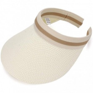 Sun Hats Women's Sun Visor Hats Wide Brim Straw Summer UV Protection Beach Cap UPF 50 - White - CF18U52IWS6 $29.18