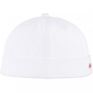 Skullies & Beanies Unisex Cotton Skull Cap Solid Plaid Adjustable Letter Rolled Cuff Beanie Hat - White 1 - CI18O98OQL0 $20.10